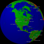 Globe (USA-centered) Towns + Borders 1000x1000